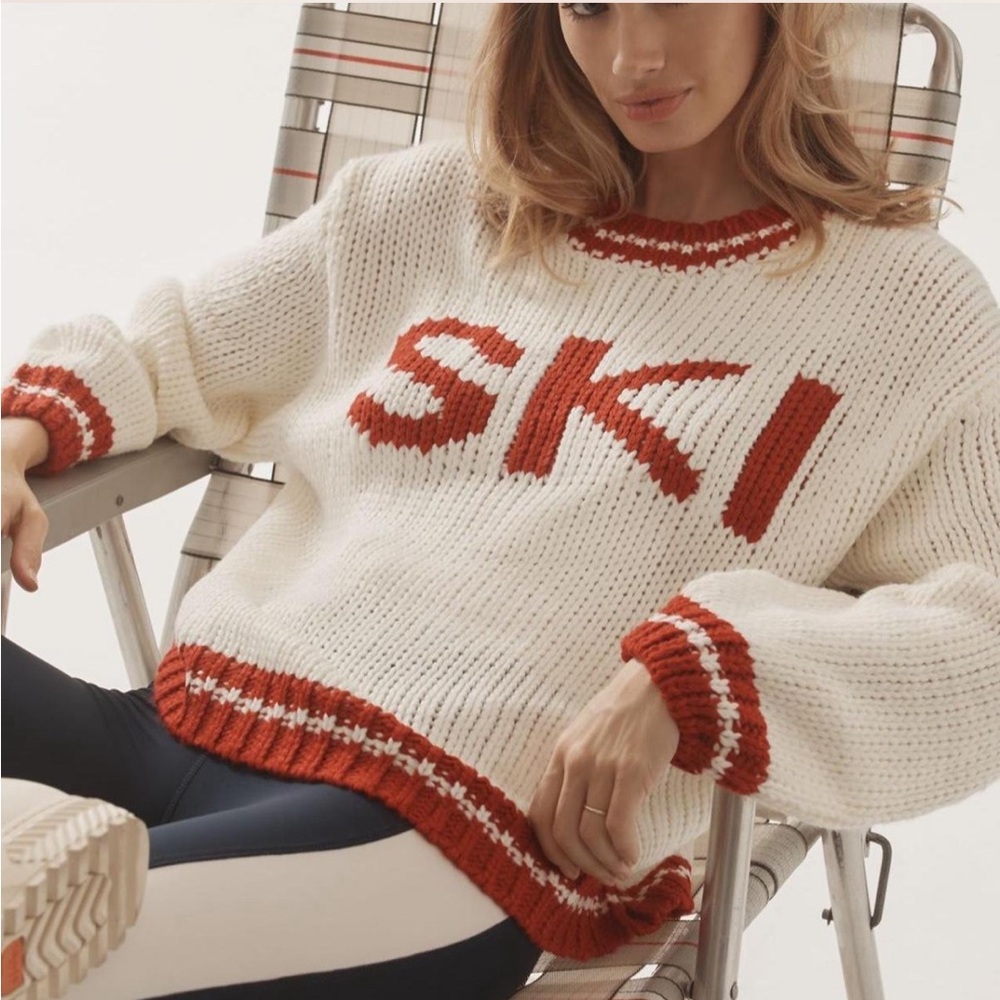 Anthropologie Maeve White and Red Knit Sweater